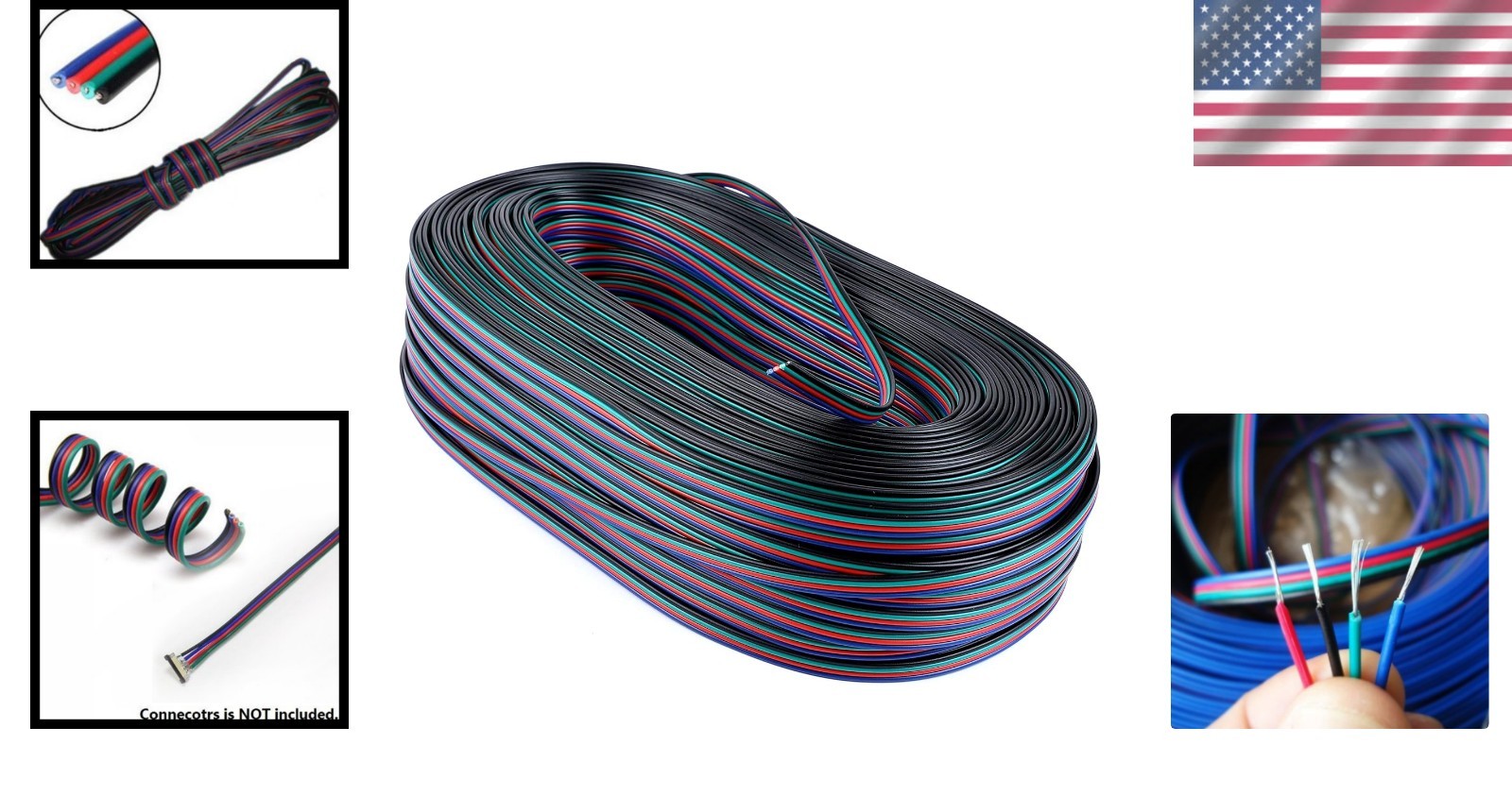 Master Your Lighting with 100M RGB Extension Wire - 4-Pin 22AWG Design gallery