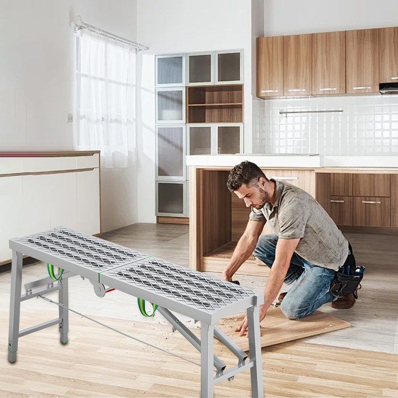 Height Adjustable Folding Non-slip Work Platform Bench Step Scaffolding - gallery