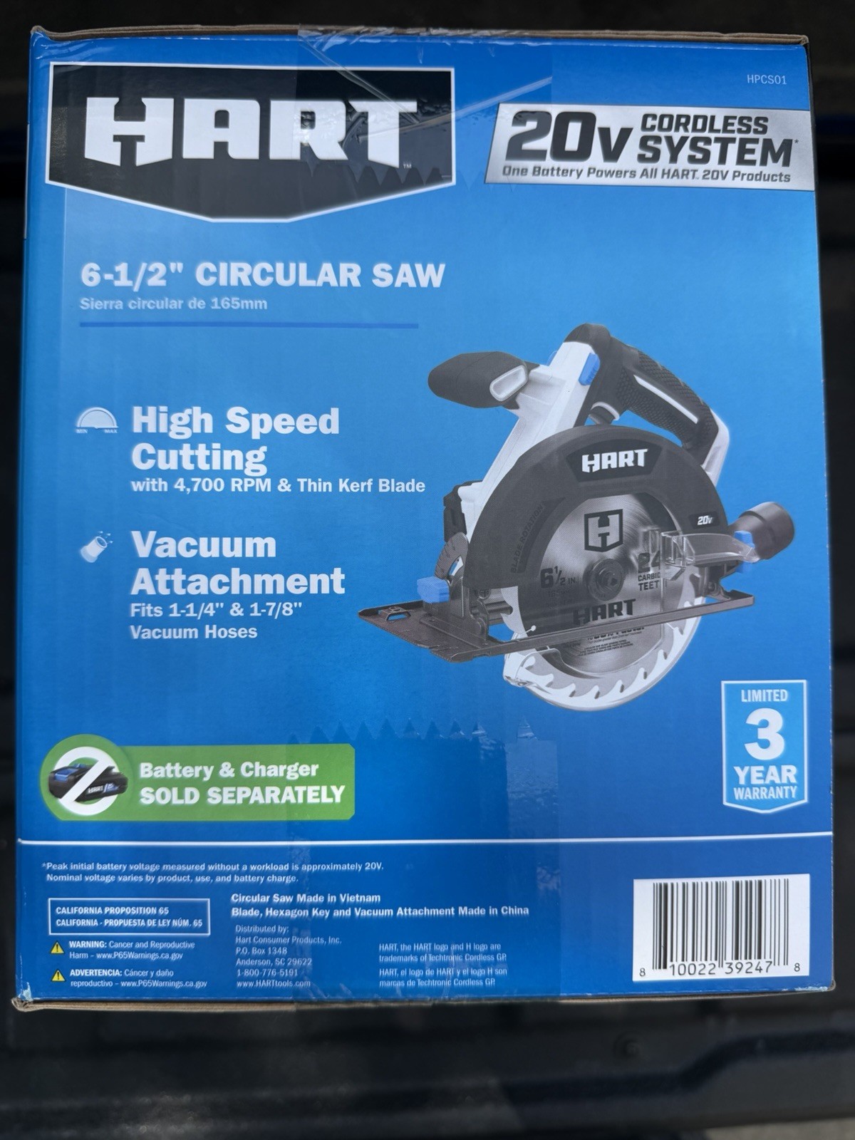 HART 20V CORDLESS 6- 1/2" CIRCULAR SAW BRAND NEW HPCS01 Tool Only. gallery