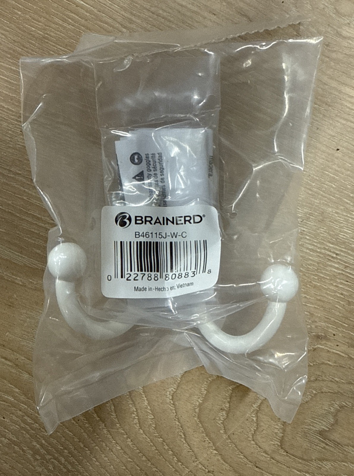 Brainerd 3" Double Prong Ball End Robe Hook 35 lb. Capacity (10 Pack) gallery