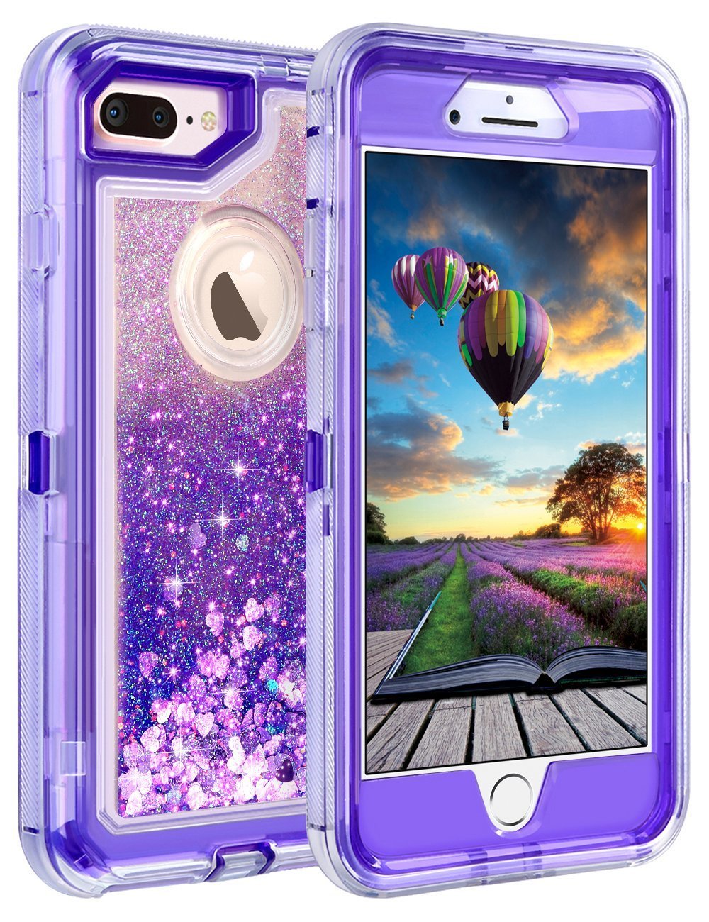 For iPhone 8 / 8 Plus Case Glitter Liquid Quicksand Military Shockproof Cover gallery