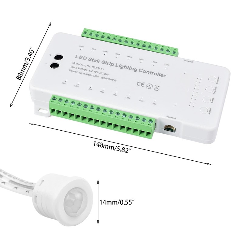 16 Channel LED Motion Sensor Stair Light Controller Automatic Stairway LED Co... gallery