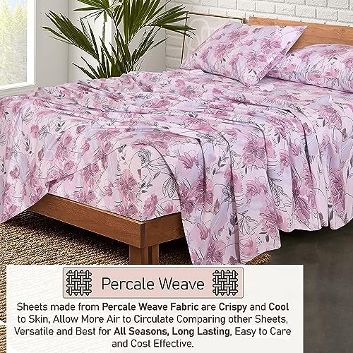 100% Cotton Percale Sheets Size – Crisp Cooling Bed Twin XL Lilac Floral gallery