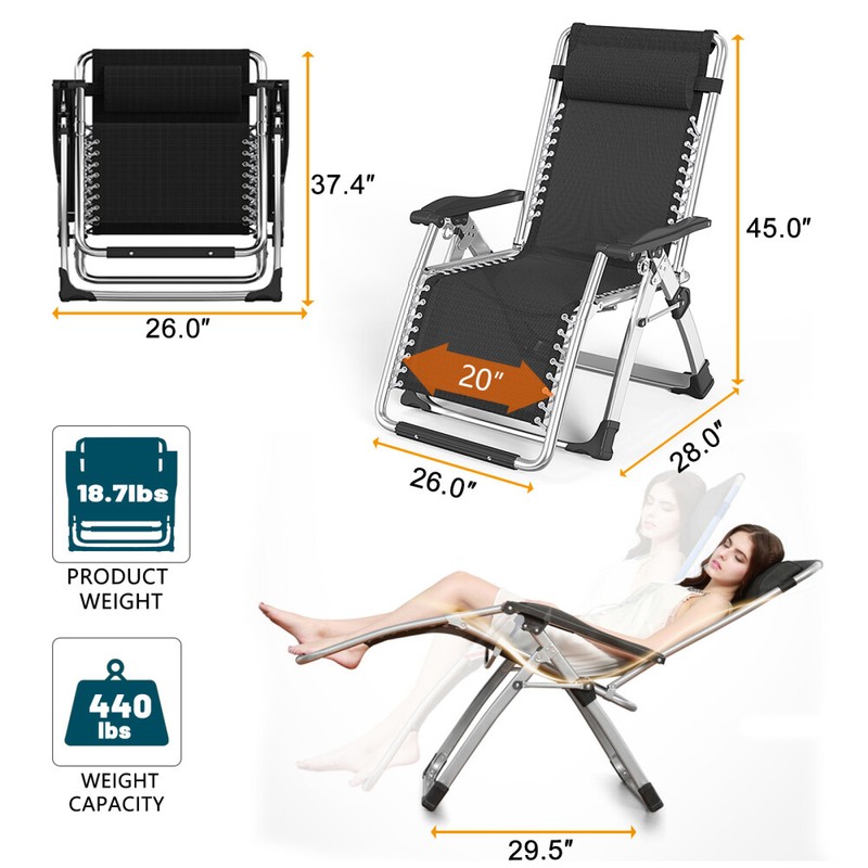 Begonia.K Folding Zero Gravity Chair Recliner Reclining Patio Lounger Chair gallery