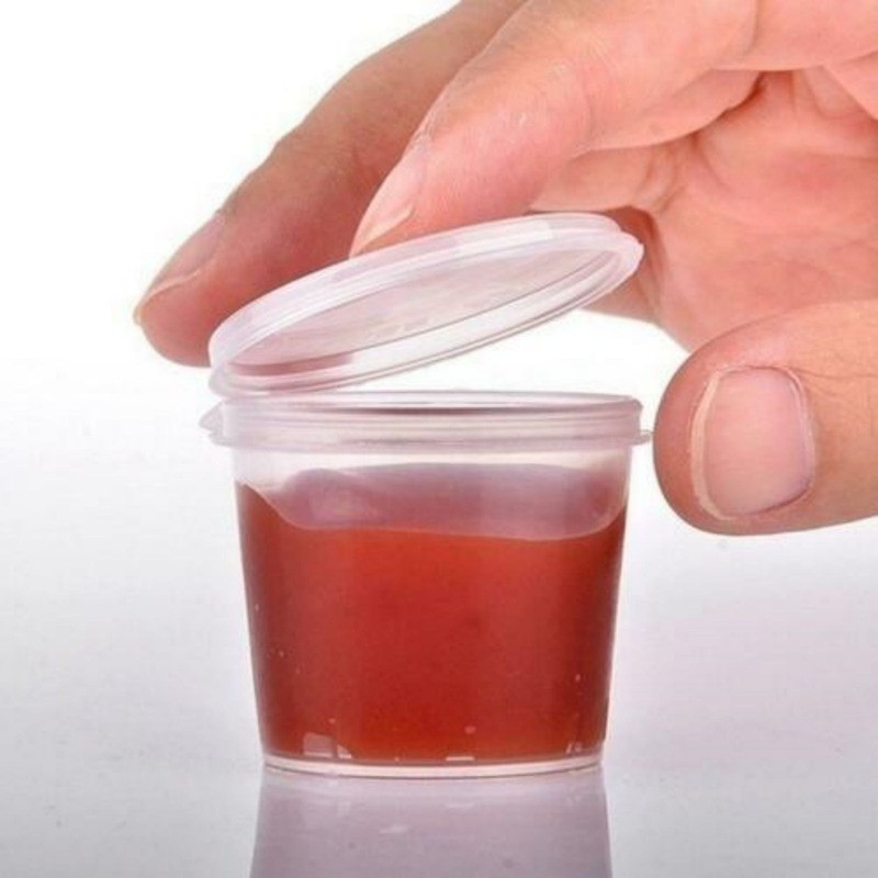 100Pcs/Set Small Plastic Sauce Cups Food Storage Containers Clear Boxes + Lid US gallery