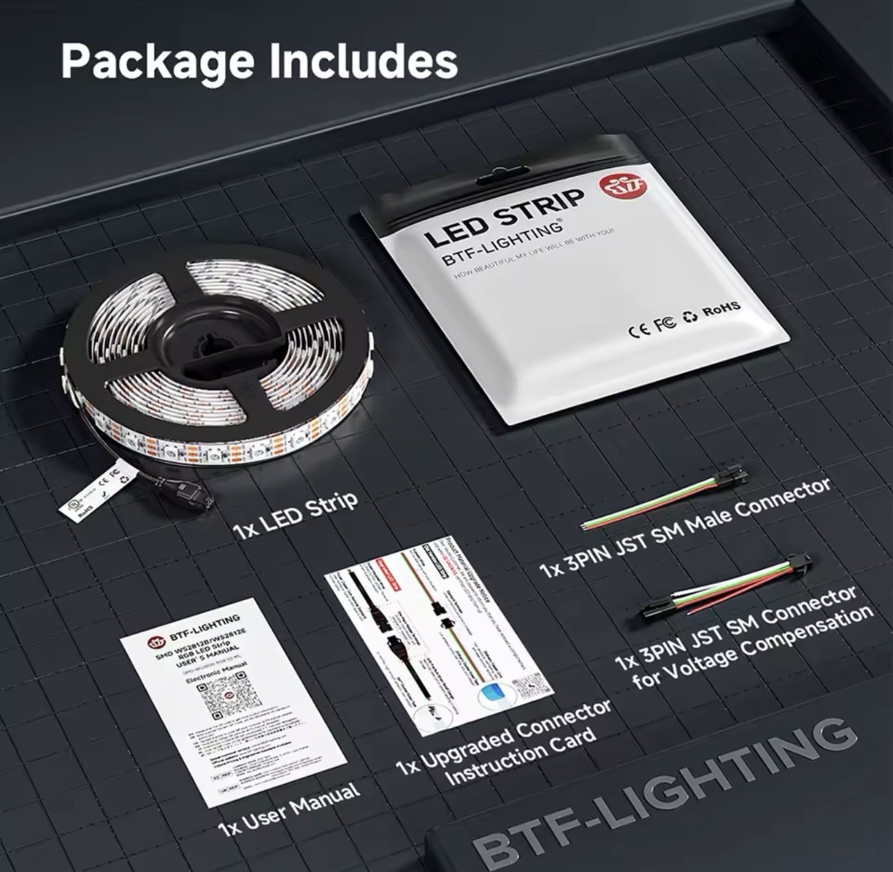 BTF-LIGHTING LED Tape Strip Light Double-Layer Copper PCB White Black CE RoHS gallery