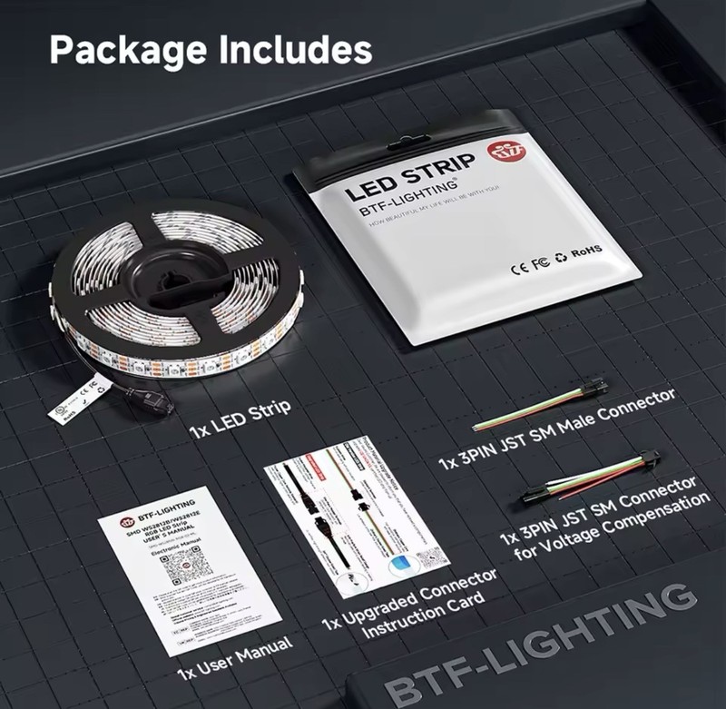 BTF-LIGHTING LED Tape Strip Light Double-Layer Copper PCB White Black CE RoHS gallery