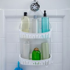 SlipX Solutions Height Adjustable Plastic Shower Caddy, Hangs Almost Anywhere