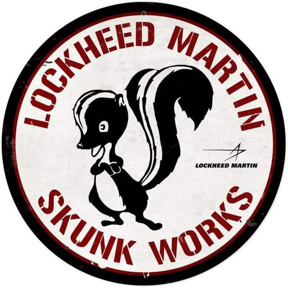 Lockheed Martin Skunk Works Round Metal Sign Vintage Skunk Mascot Tin Wall Decor gallery