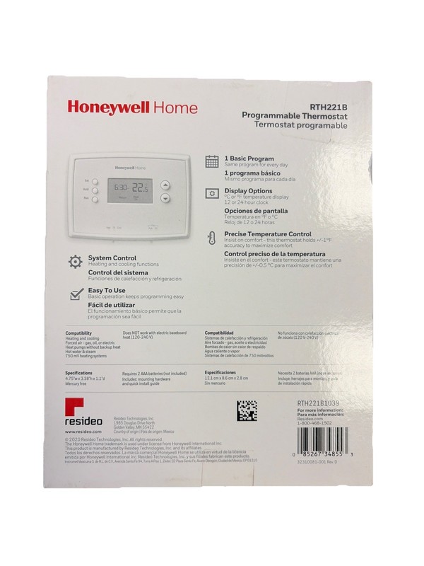 Honeywell 1-Week Programmable Thermostat (RTH221B1039) - Lot Of 3 gallery