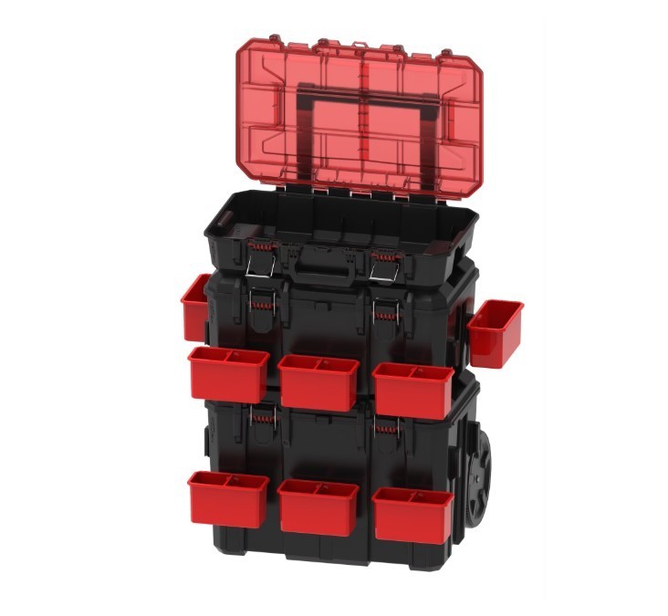Hyper Tough Hyper Stack Heavy Duty 3 Piece Modular Rolling Toolbox System, Black gallery