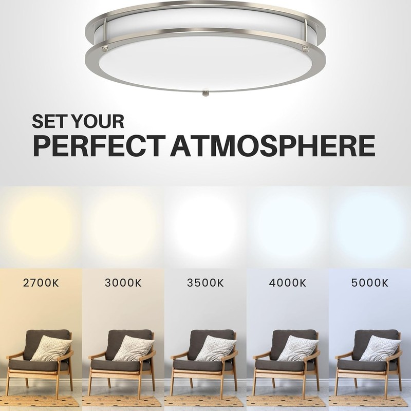 DYMOND 14" LED Flush Mount Ceiling Light Dimmable 5 Color Temp #R018 gallery