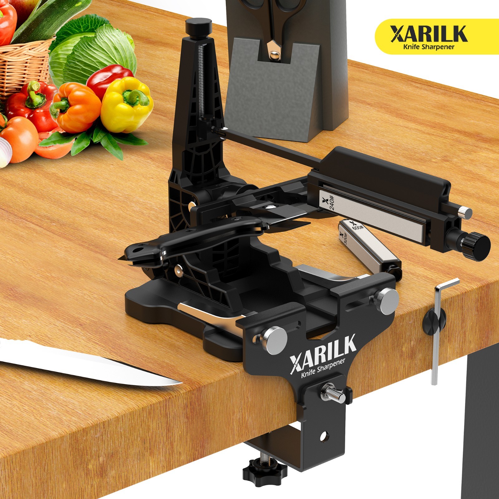 XARILK Upgraded Aluminum Knife Sharpener Securing Clip, Adjustable Width 2-5.1" gallery