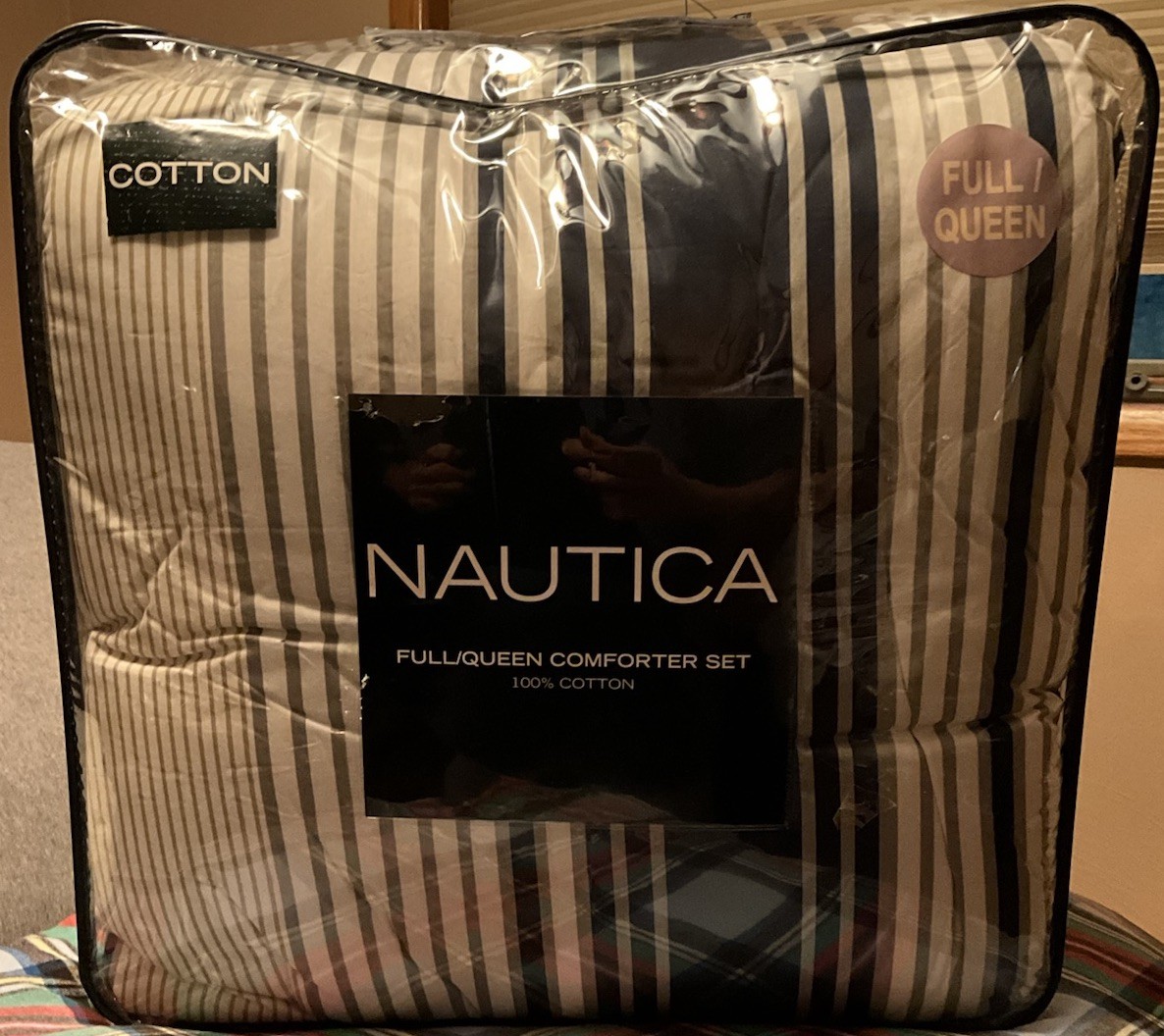Nautica Comforter Set Full/Queen Cotton (1 Comforter, 2 Shams) White/Blue/Grey gallery