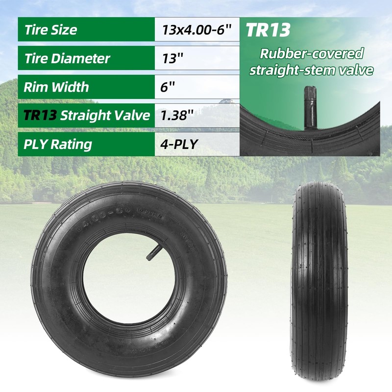 2 Sets 4.006 Replacement Pneumatic Tires and Inner Tubes Universal Fit 13” T... gallery