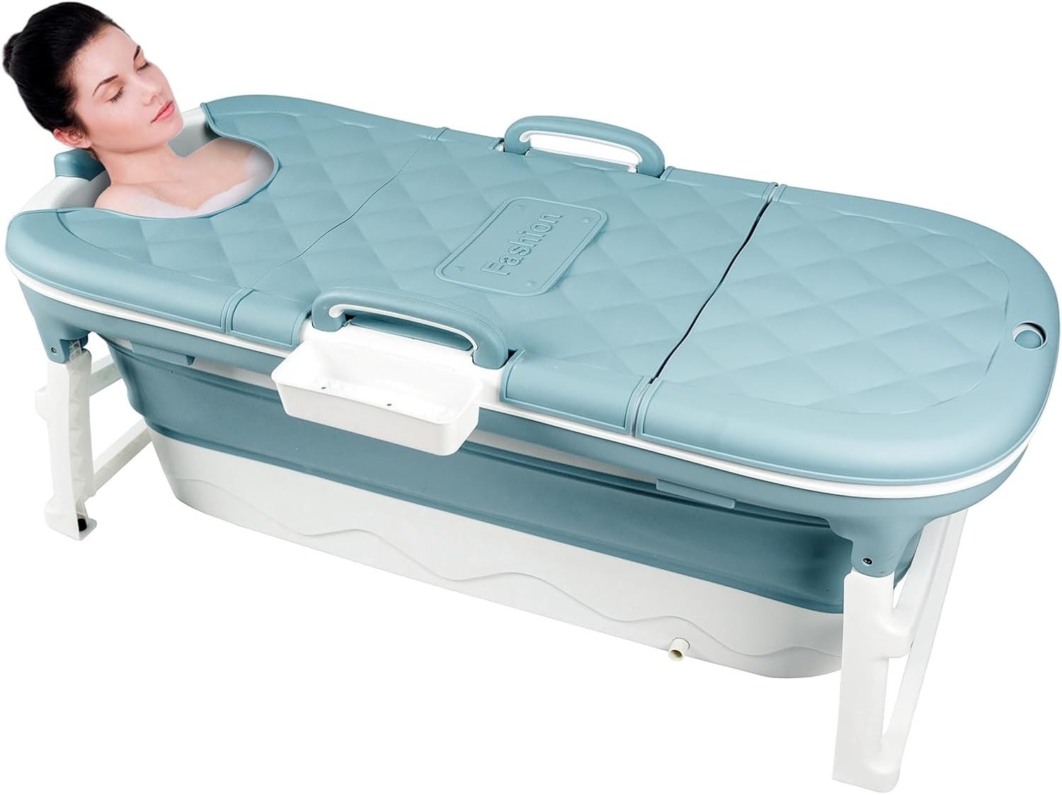 54'' Portable Collapsibe Soaking Tub for Adult, Large Folable Bathtub with Lids gallery