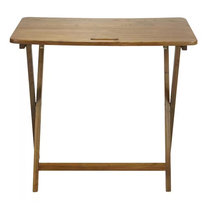 28 In. W Warm Brown New Color Solid Red Oak Wood Folding Table gallery
