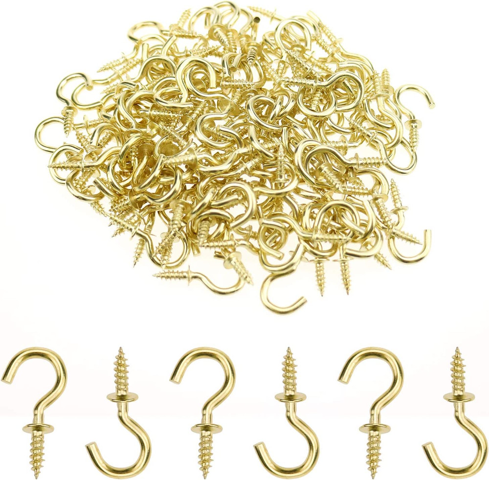 Mini Ceiling Screw Hooks, 200 Pieces 1/2 Inch Cup Hooks Screw-In Hooks
