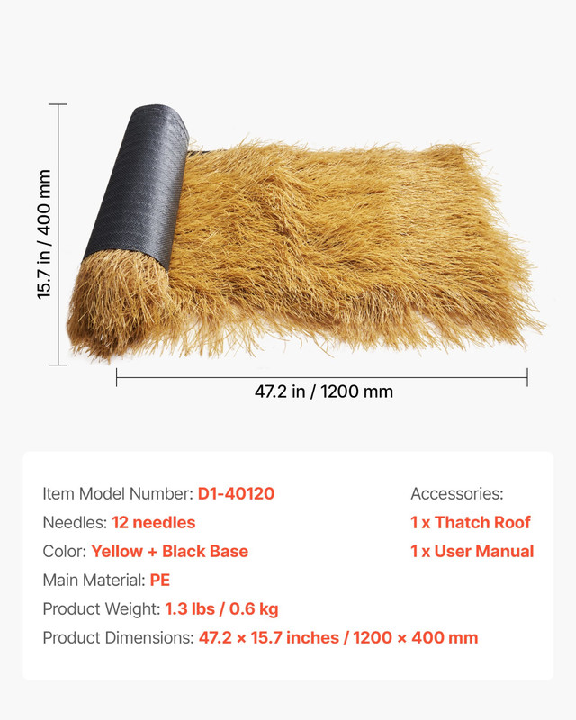 Artificial Thatch Grass Roof Roll 1.3 x 3.9 ft | Tiki Hut Bar Skirt Roof Decor | gallery
