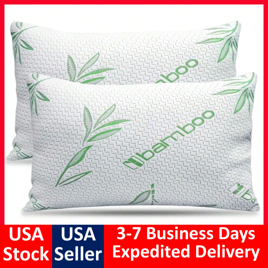 BAMBOO Pillows 2 Pack King Queen Size Memory Foam Pillows Cooling Bed Pillow NEW gallery