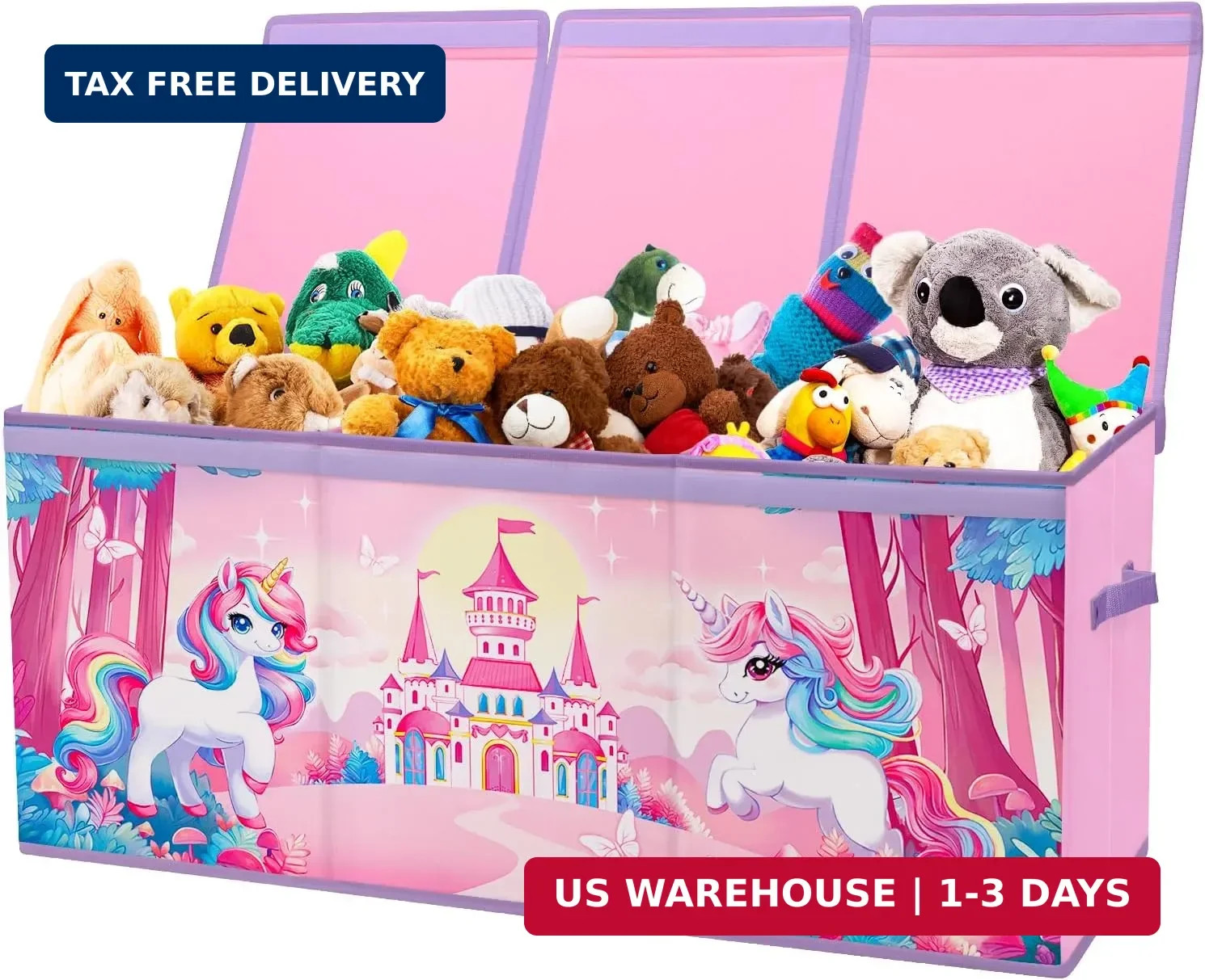 Large Toy Box Chest Organizer with Flip Lid for Kids, Collapsible Oxford Toy Sto gallery