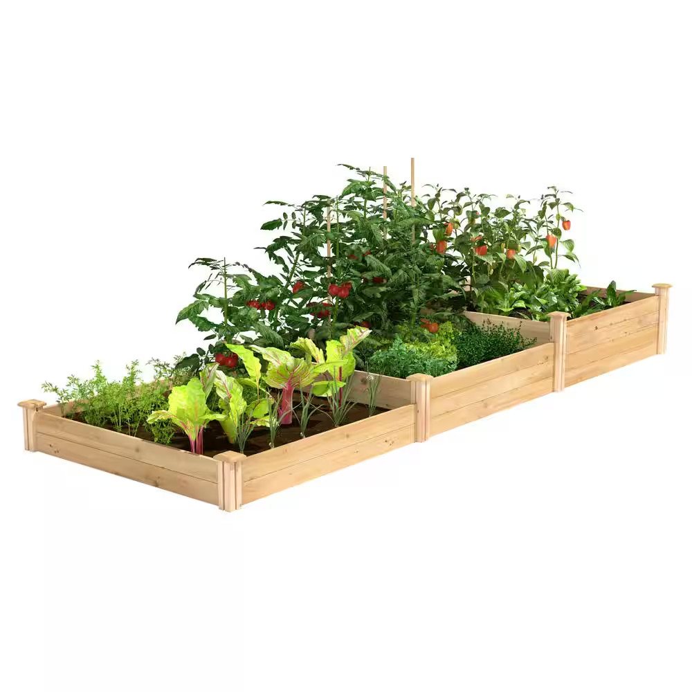 Premium Sanded Natural Cedar 3-Tiered Wood Raised Garden Bed with 3/4 In. Thick gallery