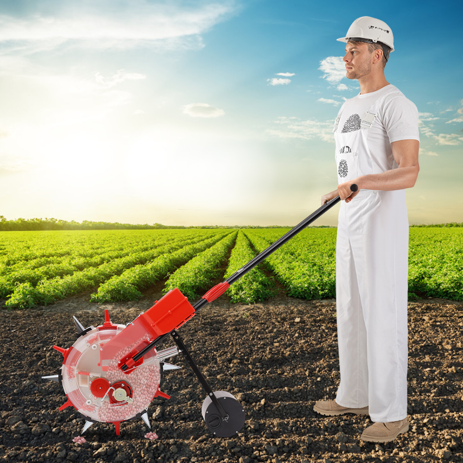 6-Nozzles Hand-Push Seeder Walk-Behind Seeding Machine Soybean Fertilizer Tool gallery