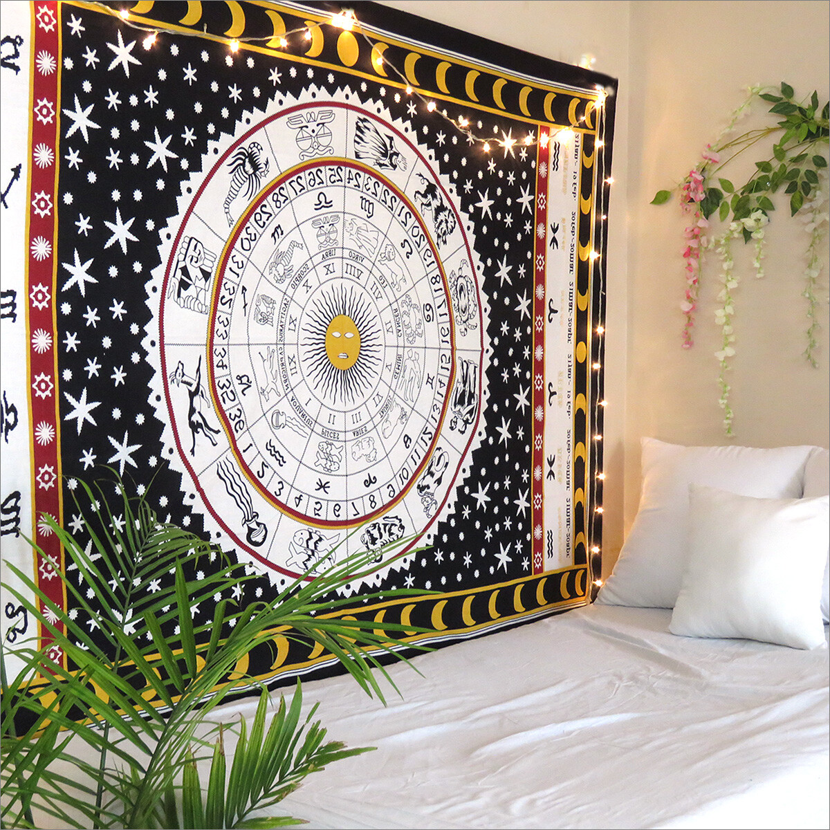 Indian Zodiac Mandala Tapestry Wall Hanging Room Decor Twin Cotton Bedspread gallery