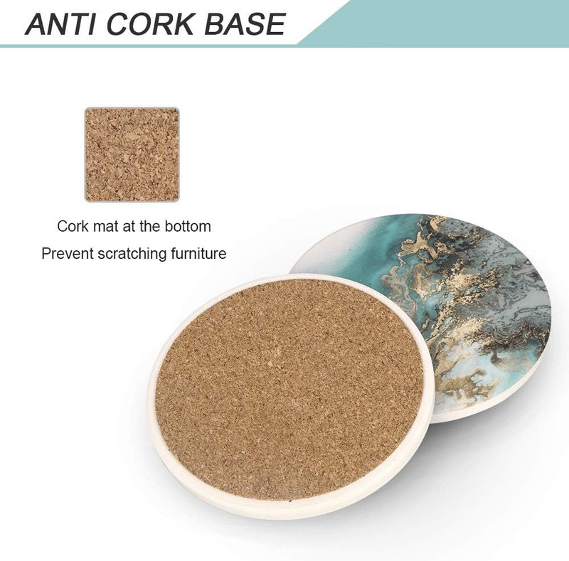 Lahome Marble Pattern Coasters - round Drinks Absorbent Stone Coaster Set with C gallery