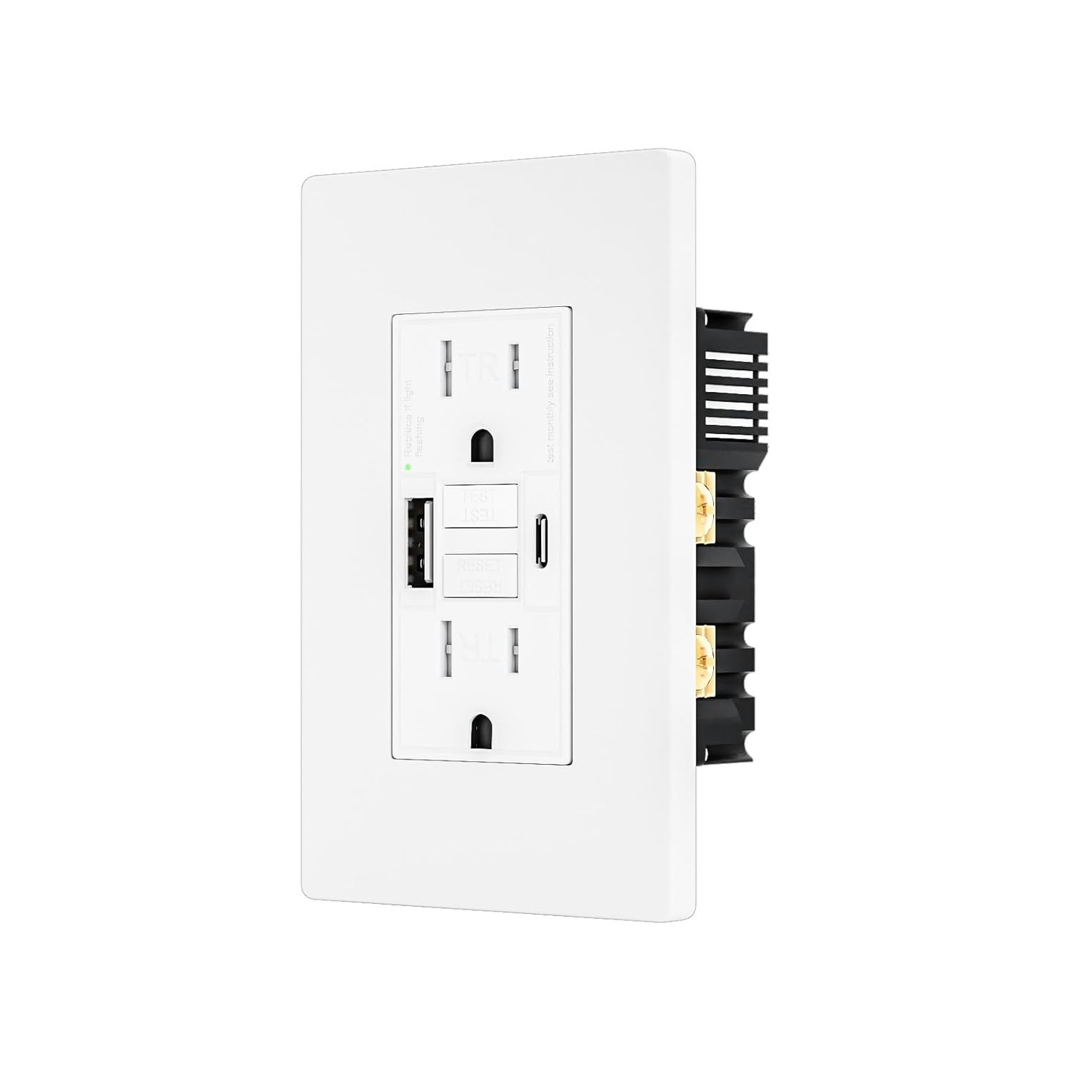 6PACK 15AMP GFCI Outlet with Type A & Type C USB Charging Ports ETL Listed gallery
