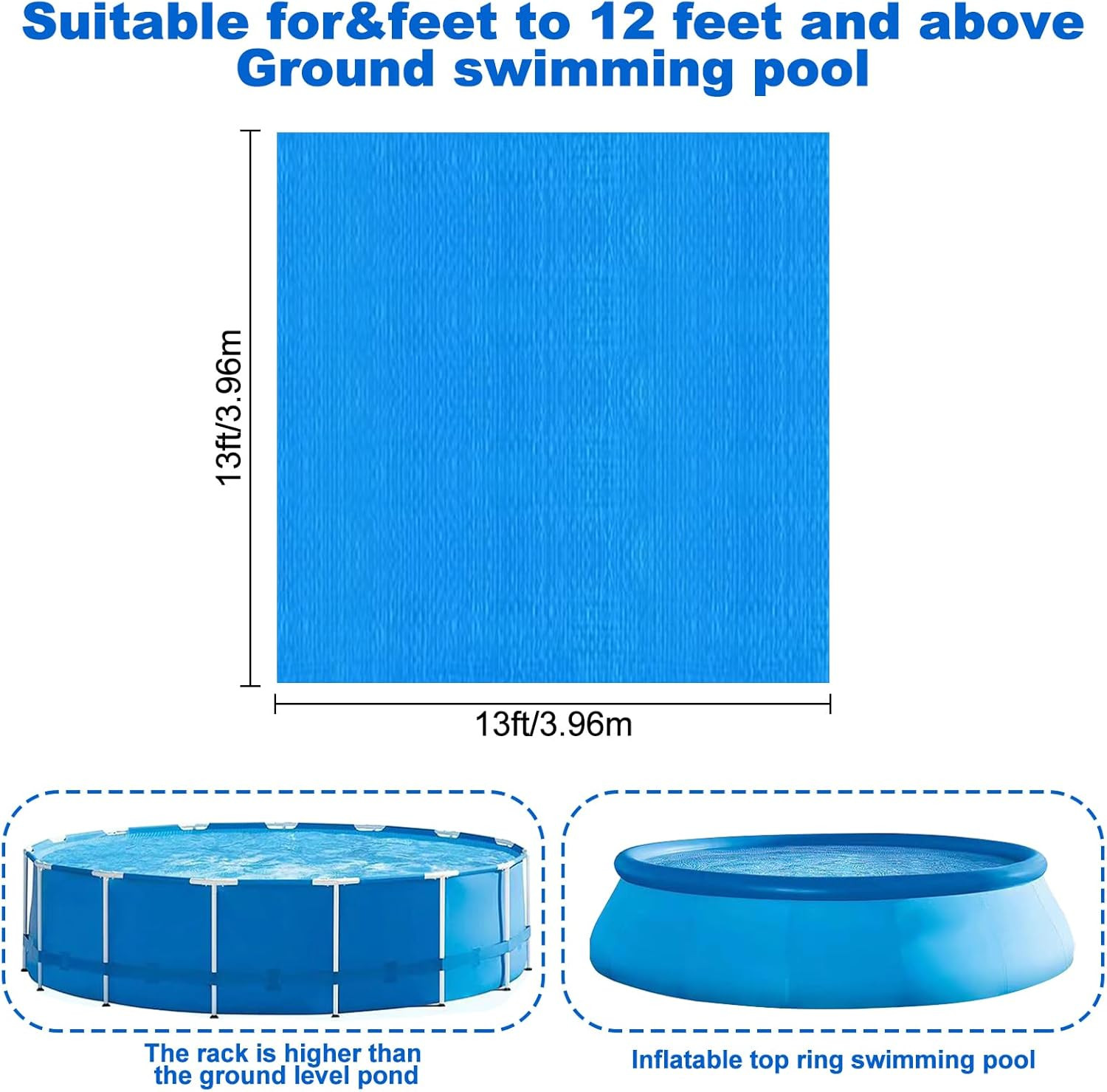 13 x 13 Ft Pool Ground Cloths,Swimming Pool Waterproof PE Swimming Pool Liner Pa gallery