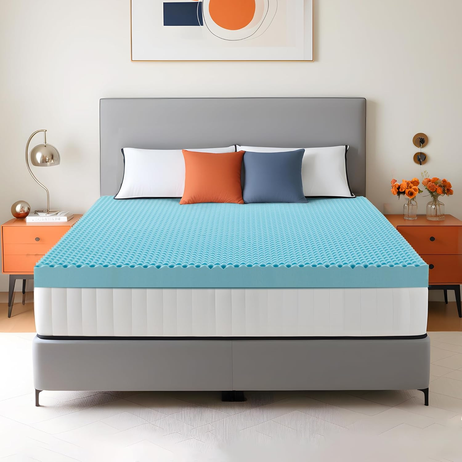 Cooling Gel Memory Foam Queen Mattress Topper - 3 Inch Egg Crate Design gallery