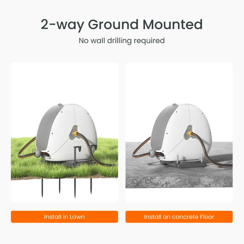 Giraffe Tools Ground Mounted Retractable Hose Reel with 82FT Garden Water Hose gallery