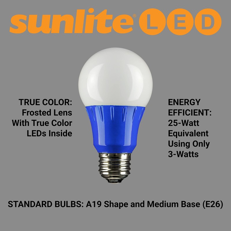 Sunlite 40450 LED A19 Colored Light Bulb, 3 Watts (25w Equivalent), E26 Mediu... gallery