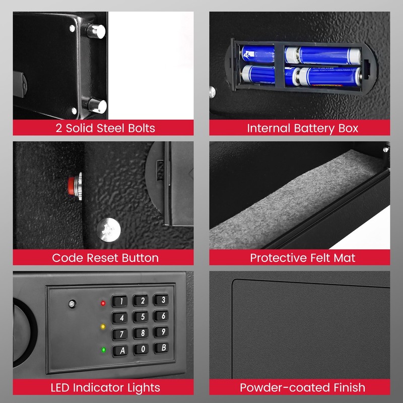 Wall Safe Box, Electronic Flat Wall Safe with Digital Keypad & 2 Emergency Keys gallery