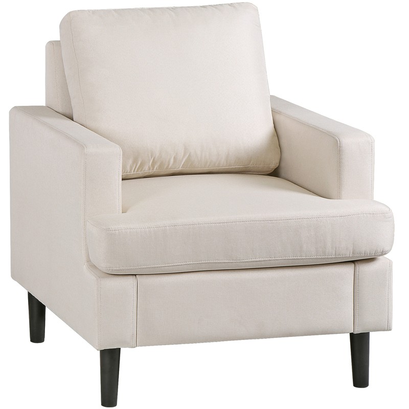 Timeless Charm Single Sofa Chair Soft Breathable Linen Fabric Foam Backrest gallery