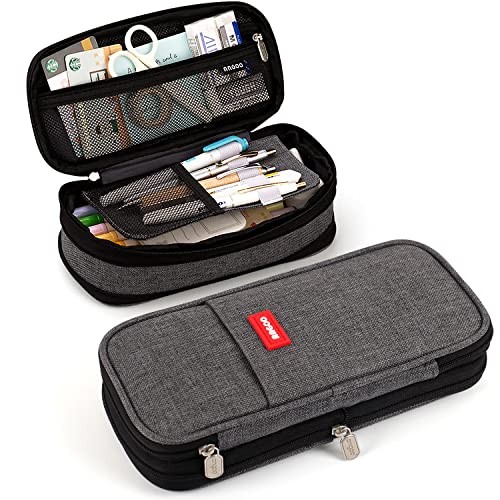 Large Capacity Pencil Case, Expandable Stationery Bag with Zipper Darkgrey gallery