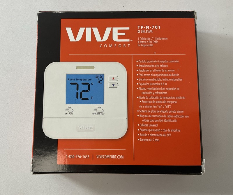VIVE Comfort TP-N-701 Non-Programmable Thermostat (1 Heat 1 Cool) single stage gallery