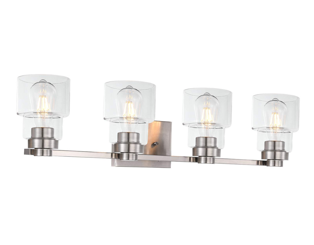 VELLA 4 Light Bathroom Vanity Lights, Silver, Install Facing Up or Down, 33"W