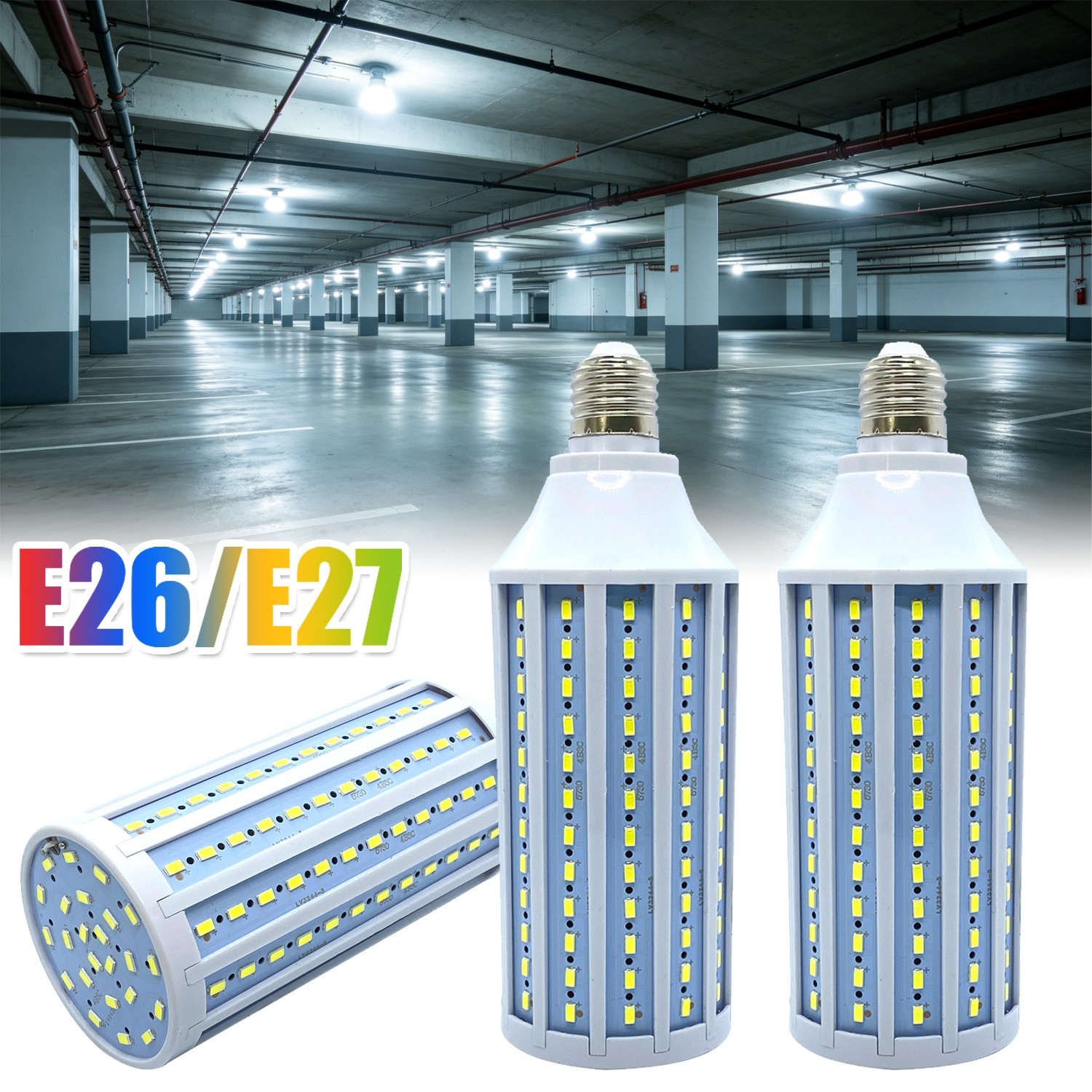 E26 LED Corn Light Bulbs 30W 6000K 3000LM for Garage Warehouse Factory Workshop gallery