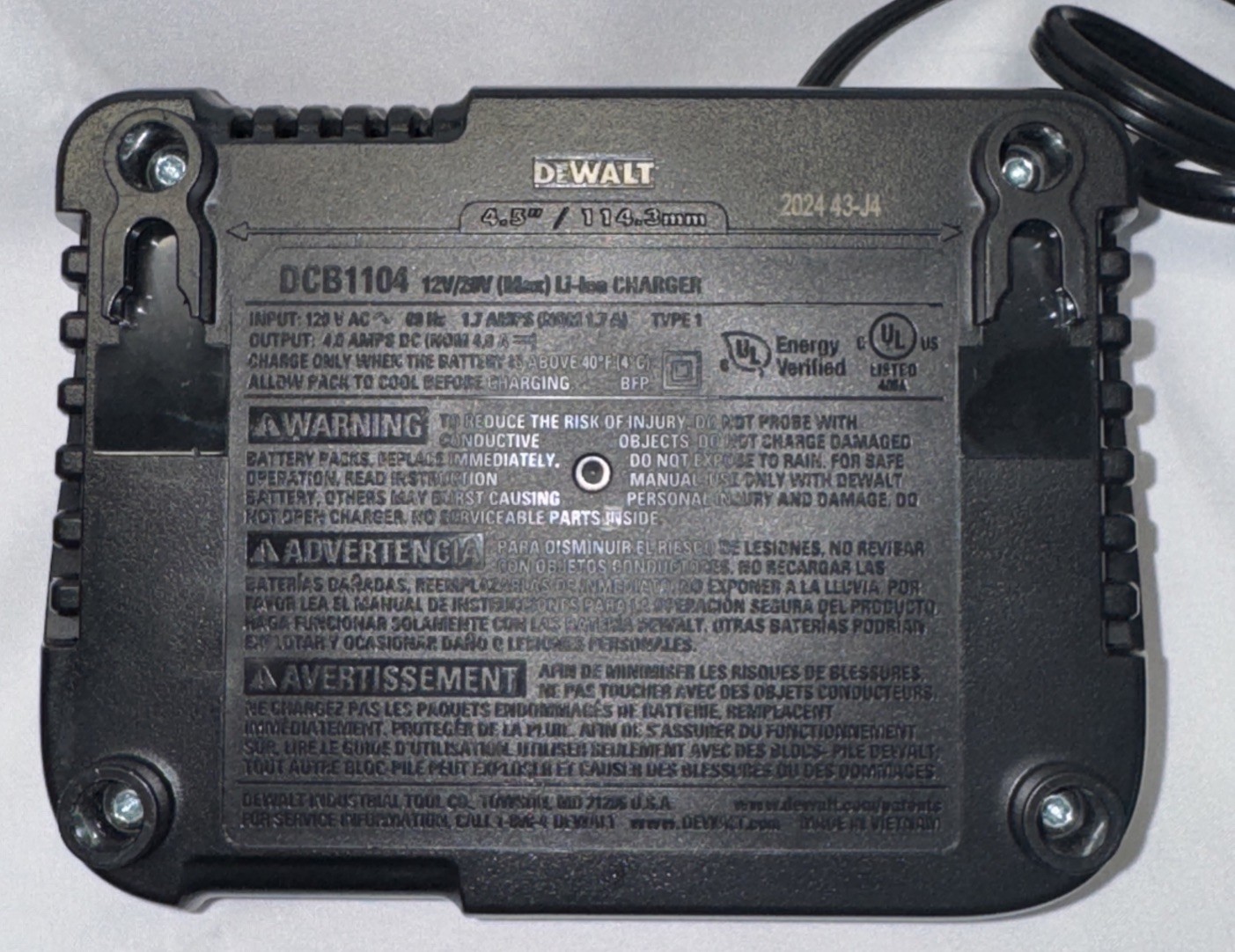 DEWALT DCB1104 20V Volt MAX Li-Ion Fast Battery Charger USED gallery