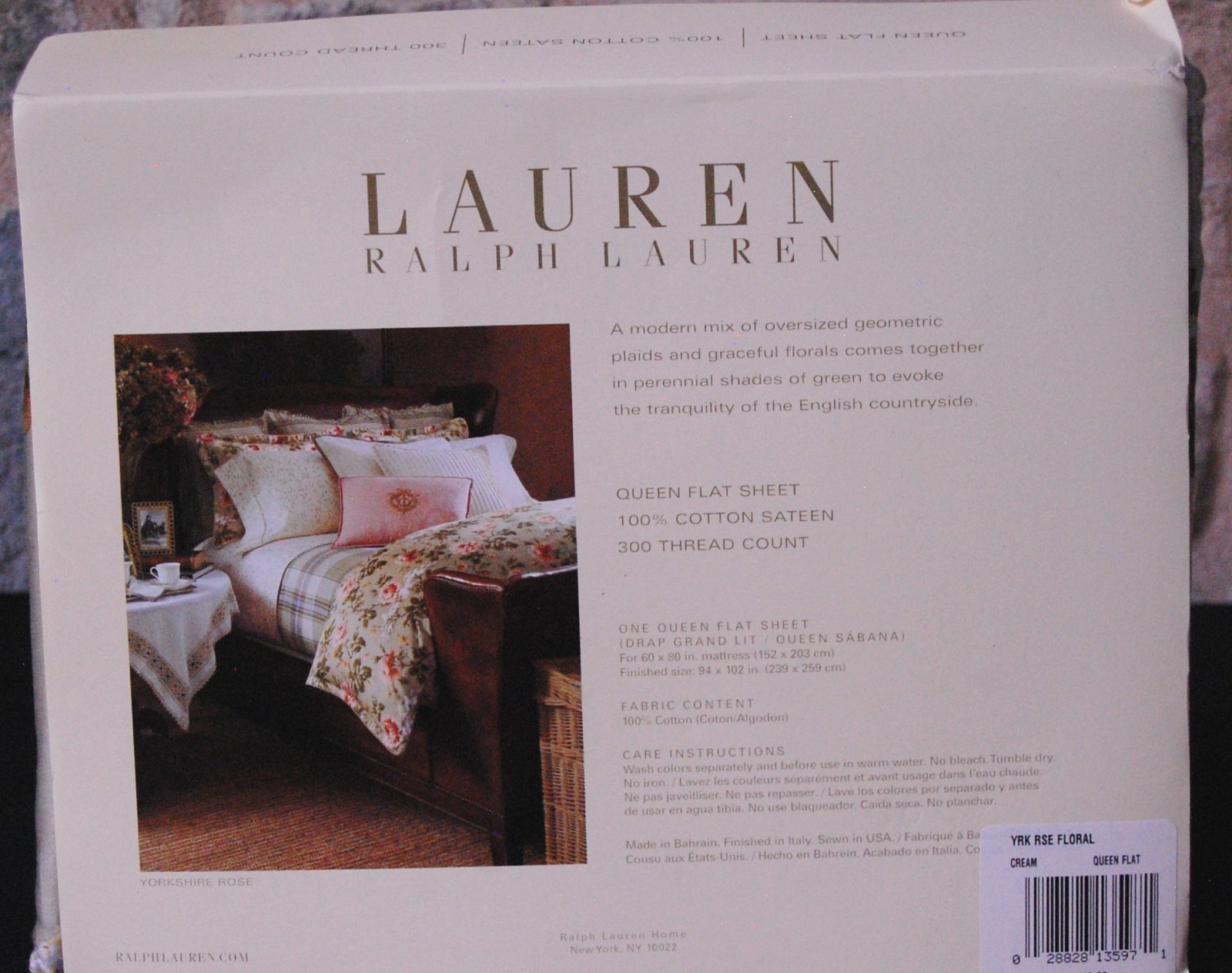 ralph lauren YORKSHIRE ROSE QUEEN FLAT SHEET / retired & rare / NIP floral gallery