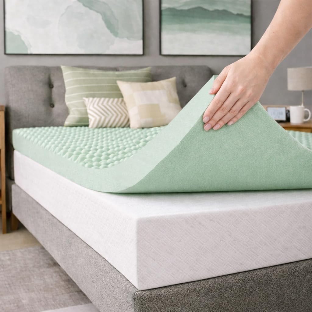 , 3-Inch Convoluted High Density Foam Mattress Topper, CertiPUR-US Certified ... gallery