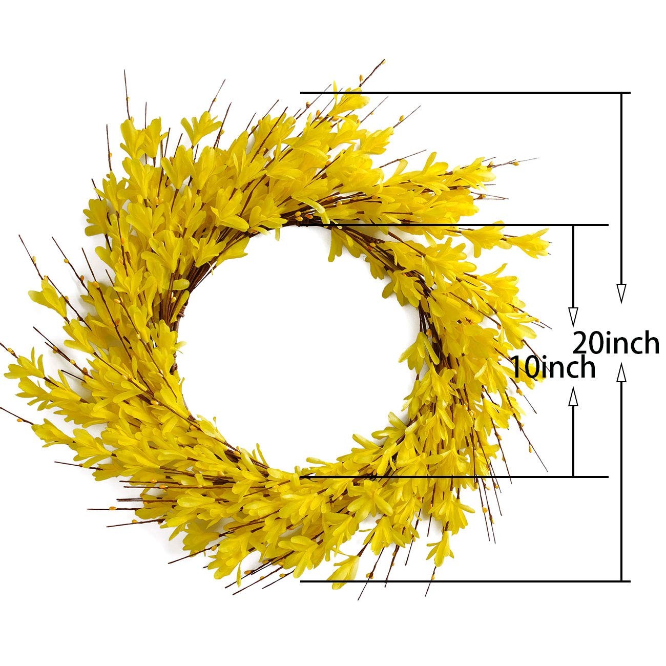Bibelot 20inch Artificial Forsythia Flower Wreath Spring Summer Fall Silk Leaves gallery