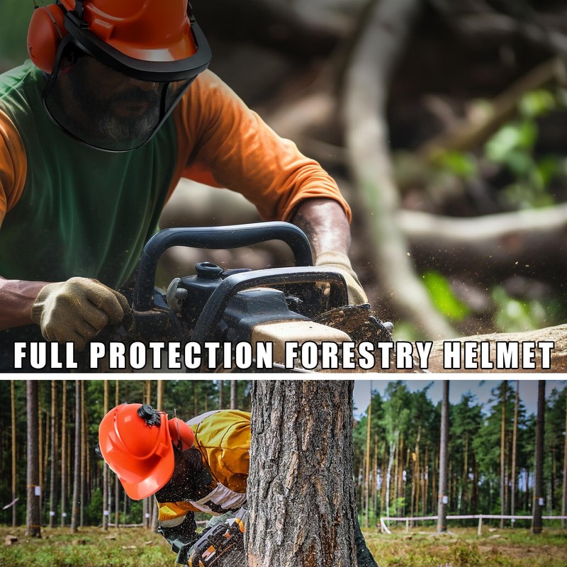 YesRight Chainsaw Helmet with Face and Ear Muffs, Forestry Safety Helmet for Mow gallery