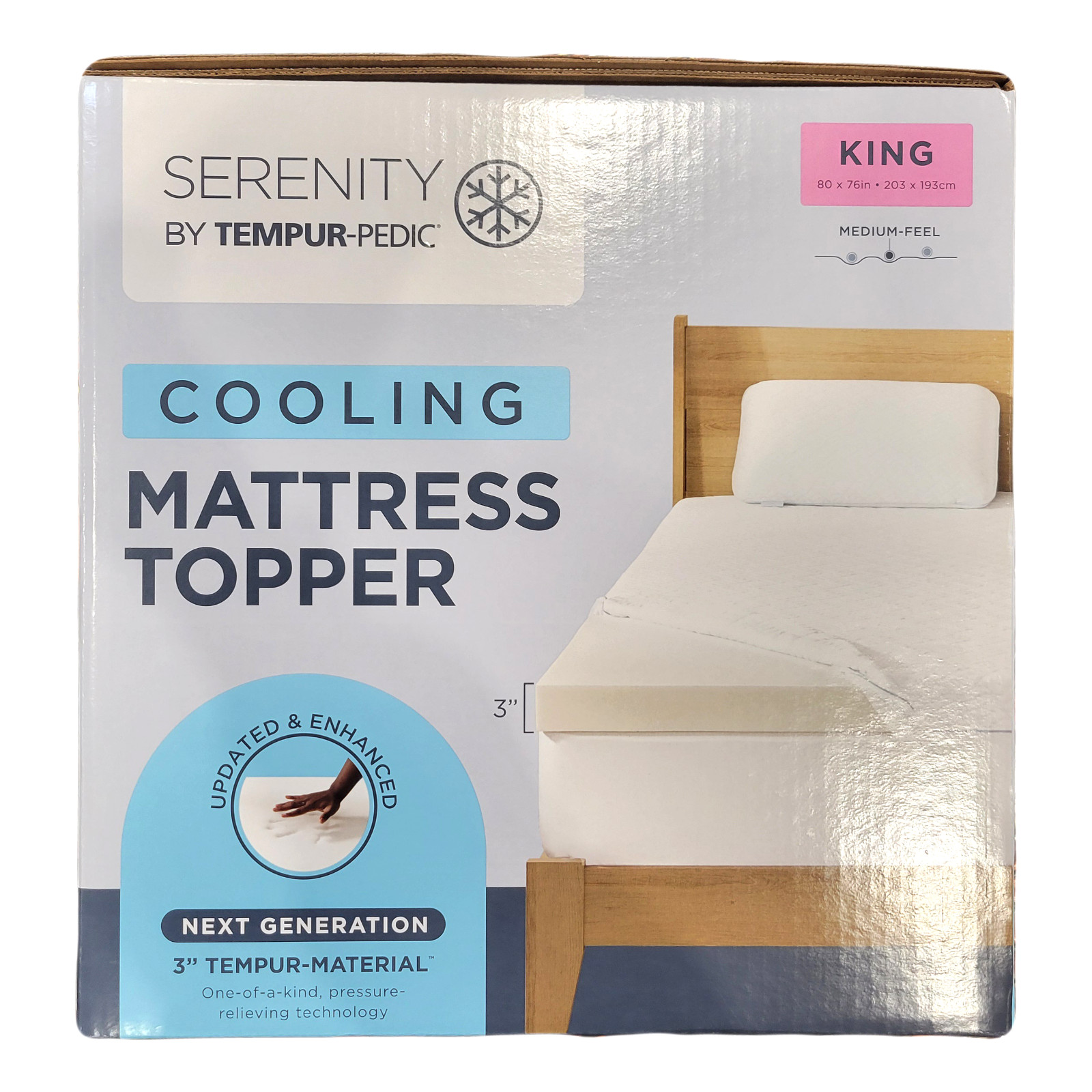 Tempur-Pedic Serenity 3" Cooling Memory Foam Mattress Topper, King Size gallery