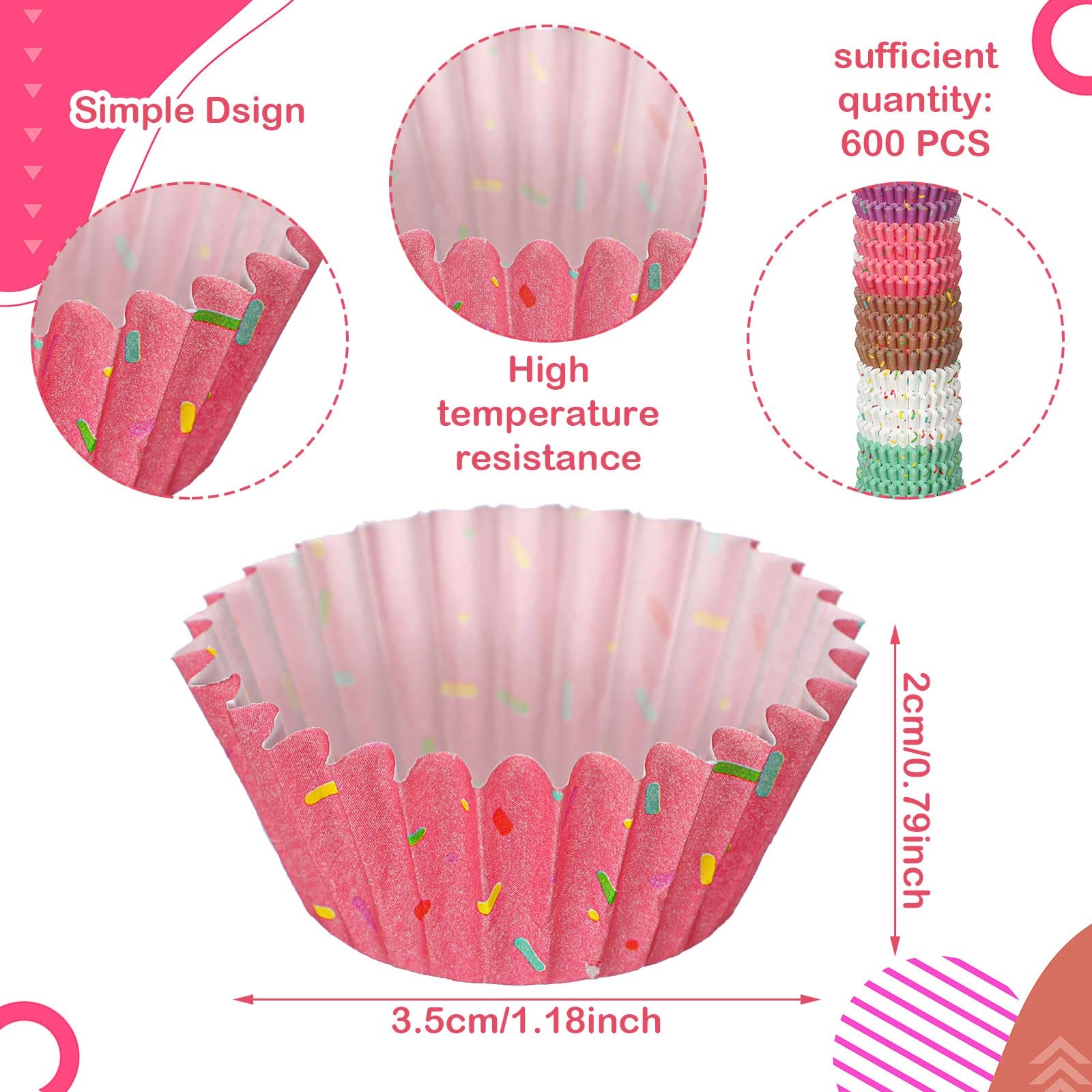 600 Count Icing Design Mini Cupcake Liner Baking Cups Paper Small Candy Cups ... gallery