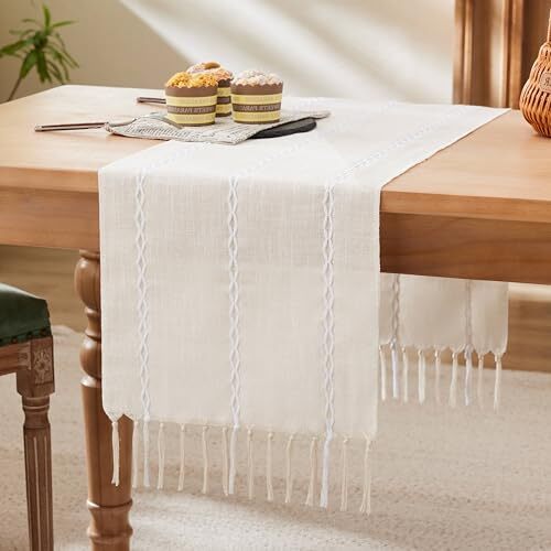 Braided Farmhouse Table Runner 13x48 Inch, 48" x 13" (Runner) Braided Beige gallery