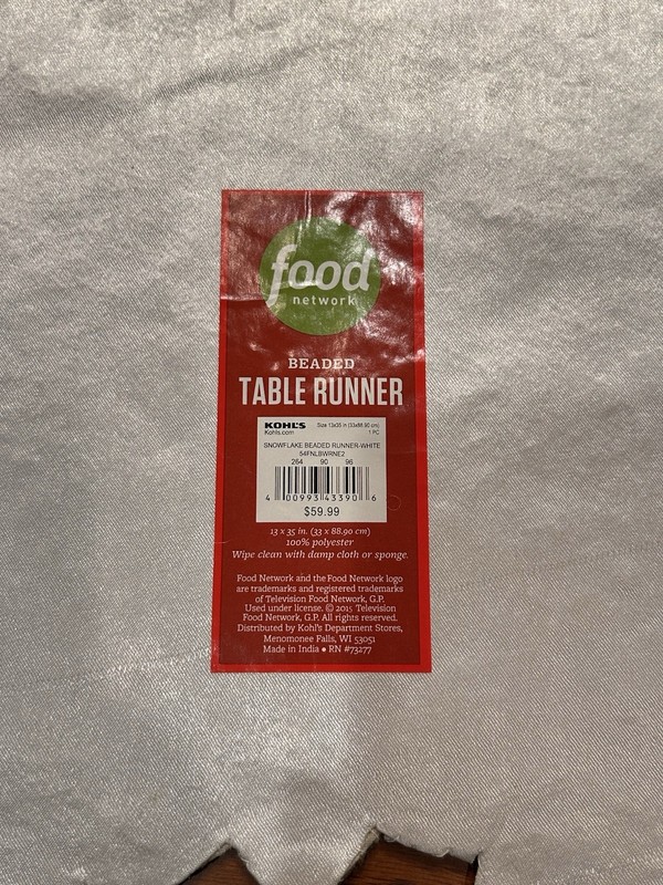 Snowflake Beaded Table Runner Holiday Christmas Decor 13x35 NEW With Tags gallery