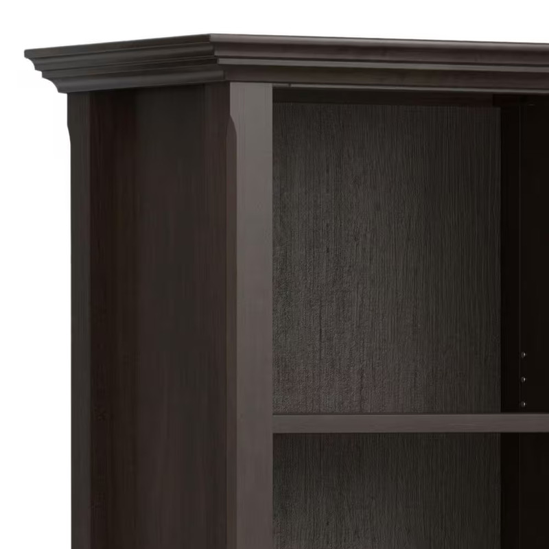 Amherst 70 In. Tall Hickory Brown Solid Wood 5-Shelf Transitional Bookcase with gallery